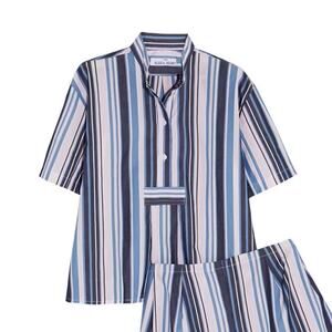 The Sleep Shirt 100% Cotton Striped Short Sleeve Shirt One Size
